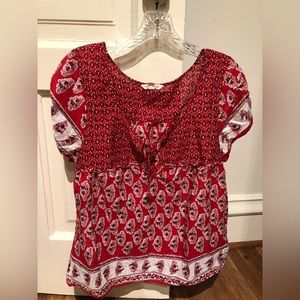 Red paisley boho blouse